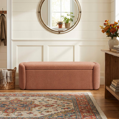 Enlarged Plush Teddy Chenille Upholstered Storage Ottoman Bench, No Assembly Required