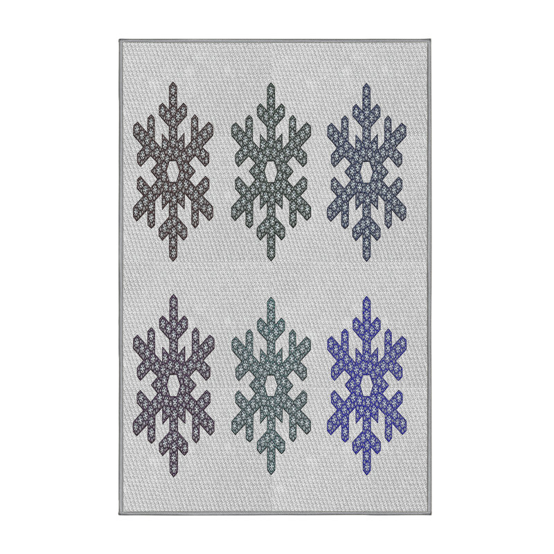 Tapis gris/bleu/mauve à motifs, Rectangle 5 pi x 7 pi