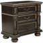 Table de chevet 3 en cerisier foncé et or pour chambre à coucher de style européen avec accessoires à 3 tiroirs