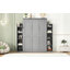 Lit escamotable double pleine grandeur avec tablettes et lumières DEL, gris-129472845