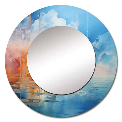 Clouds Skys Canvas I - Clouds Orange Large Round Mirror