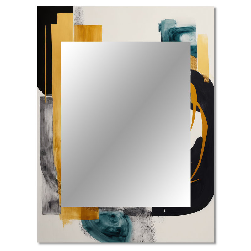 Art déco moderne vert III - miroir décoratif transitionnel, miroir mural vert, art imprimé en métal, 40 po x 30 po