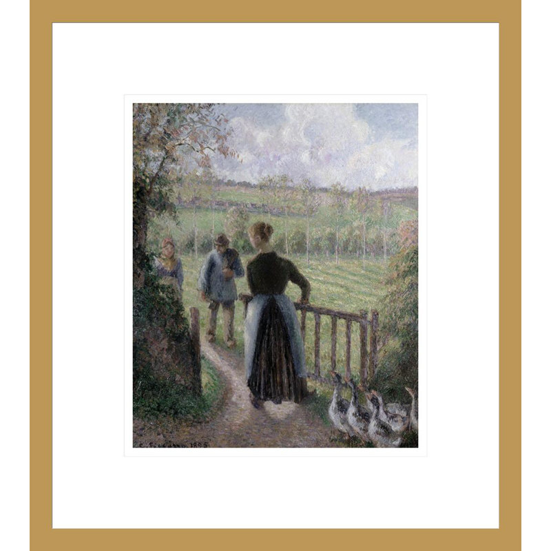 La femme aux oies par Camille Pissarro, H 15,4 po x l 13,75 po