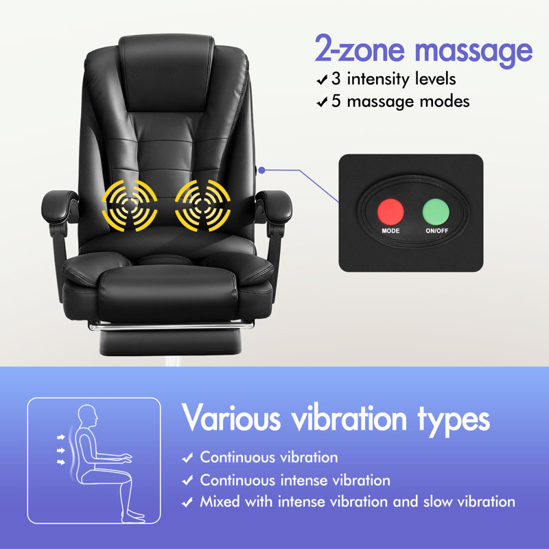 Massage Office Chair PU Leather Seat, Black