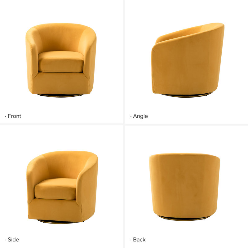 Fauteuil demi-tonneau en velours Holden, Velours moutarde