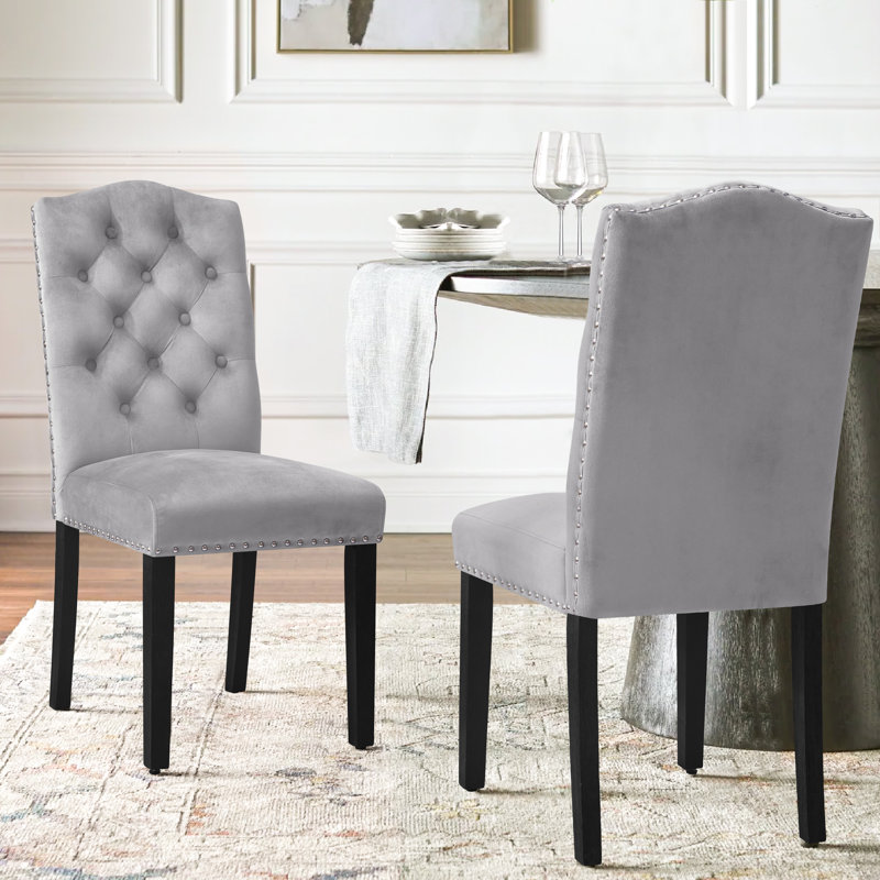 Chaise de salle à manger rembourrée Miroir, Gris clair
