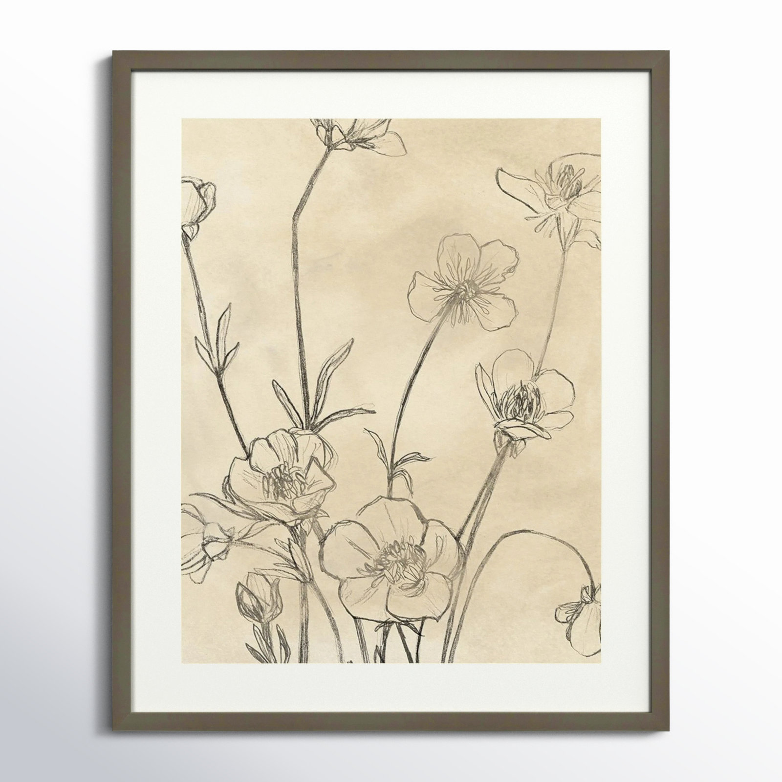 Vintage Wildflowers I by June Erica Vess, Gray, 33" H x 27" W