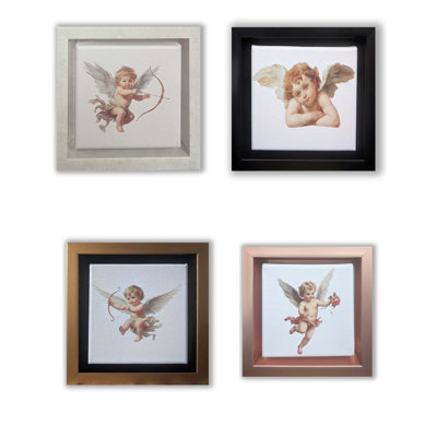Ensemble de 4 anges encadrés, art mural