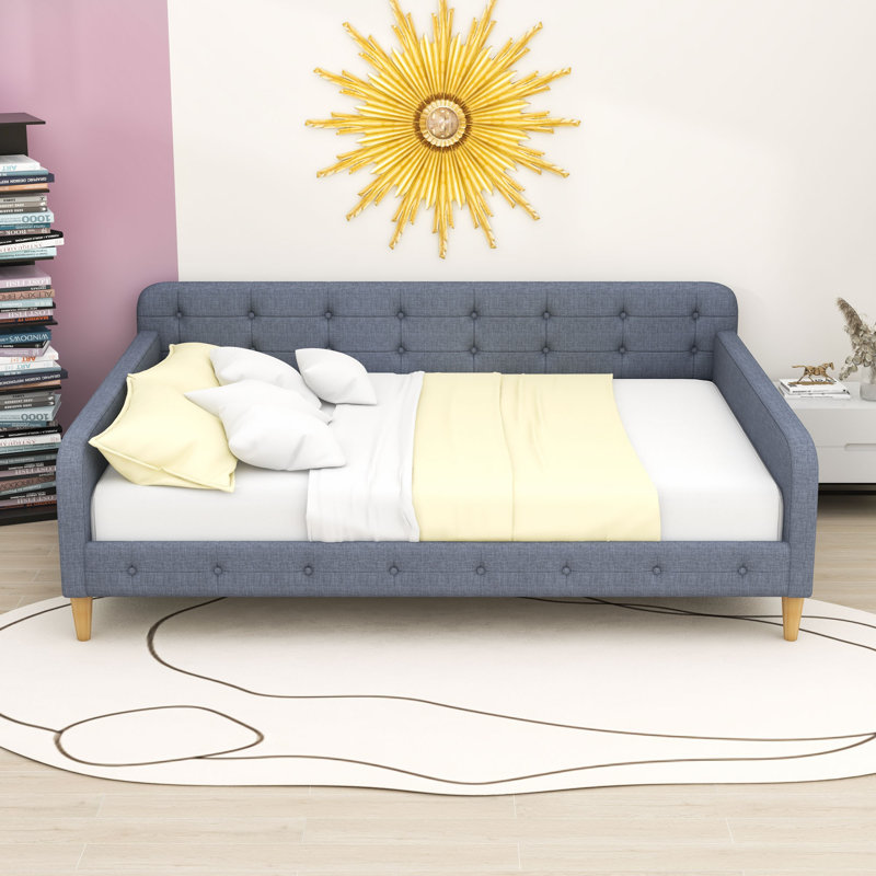 Queen Upholstered Daybed with Support Legs, Gray