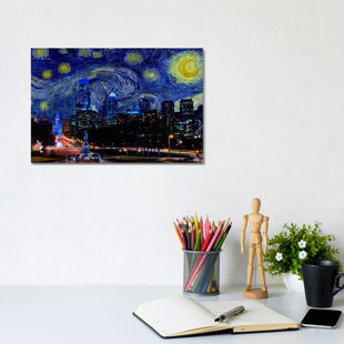 Philadelphia, Pennsylvania Starry Night Skyline - Graphic Art Print