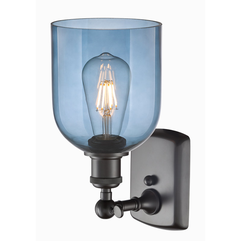 Anacaren Steel Armed Sconce, Princess Blue, Oil Rubbed Bronze