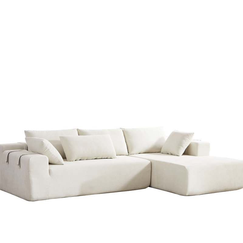 Canapé modulaire en chenille - L 108 po en forme de L avec 6 coussins, combinaison pour le salon, la chambre à coucher (méridienne droite), chambre d'amis avec canapé moderne et lisse