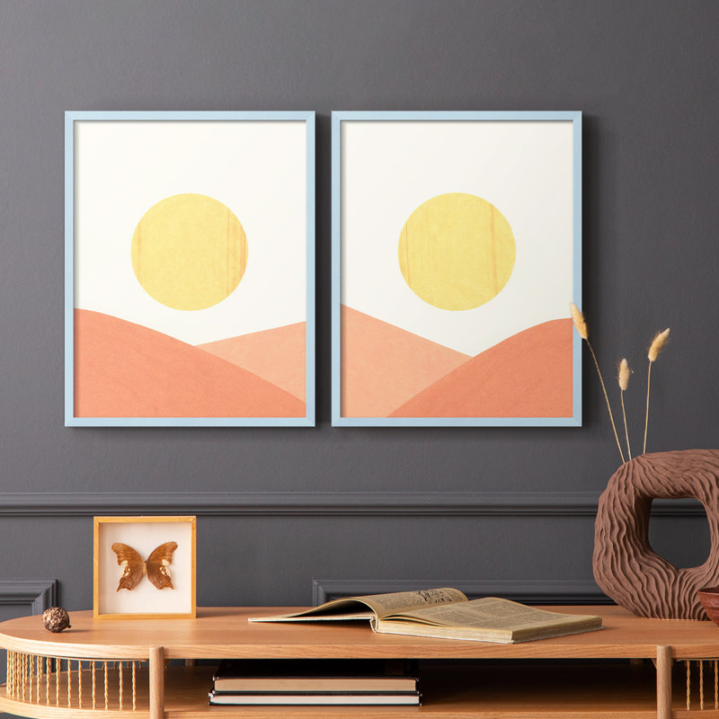 Simple Boho Sun I - impression encadrée de qualité supérieure - prête à être accrochée - aucun clou requis - aucun clou requis