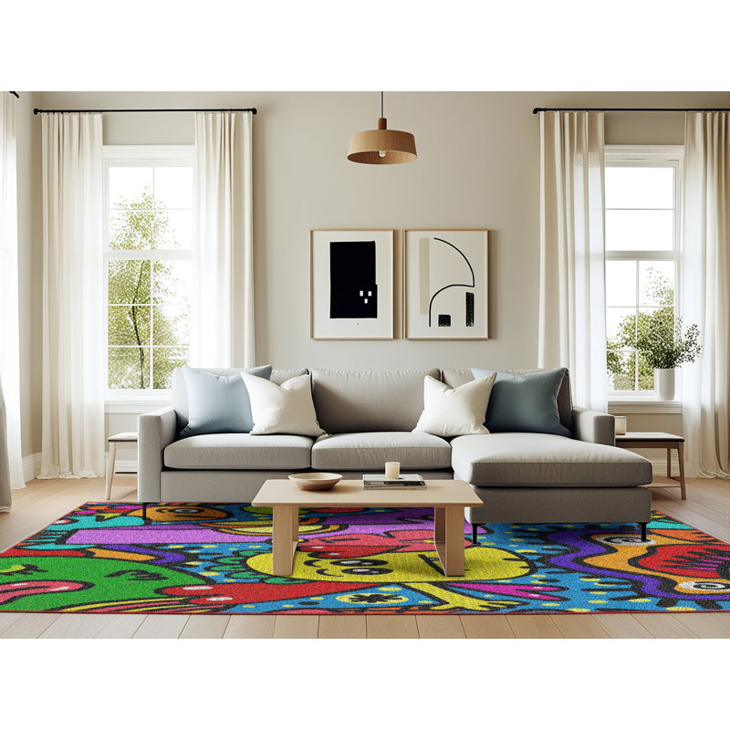 Barger Machine Woven Rug, Rectangle 6' x 9'