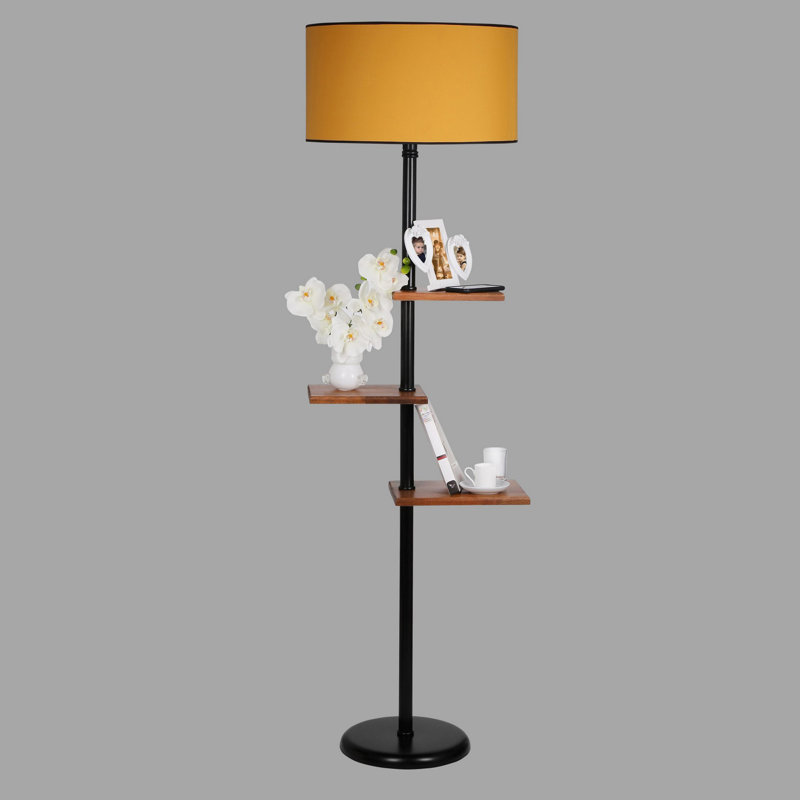 Madeline 163cm Tray Table Floor Lamp, Mustard, Black