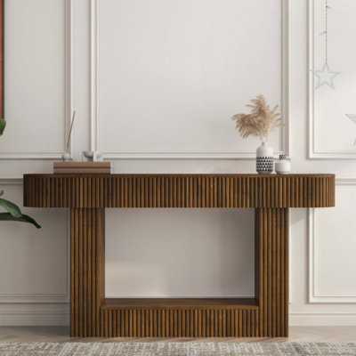 Console table, wooden rectangular sofa table behind the sofa, farmhouse entryway table, corridor, living room.Narrow Hallway AccentTable for Living Ro
