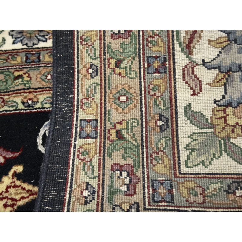Tapis oriental noir fait à la main 10X14