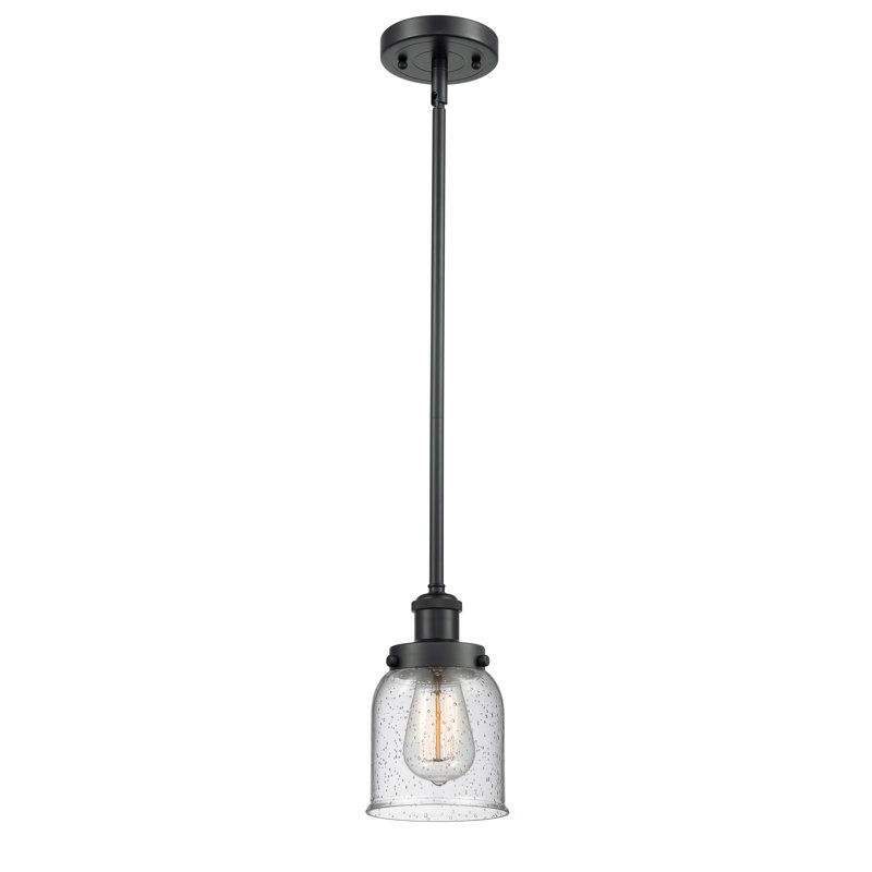 Mini luminaire suspendu à tige 5 po Ballston Urban Bell, Ampoule non incluse, Noir mat, Grainé