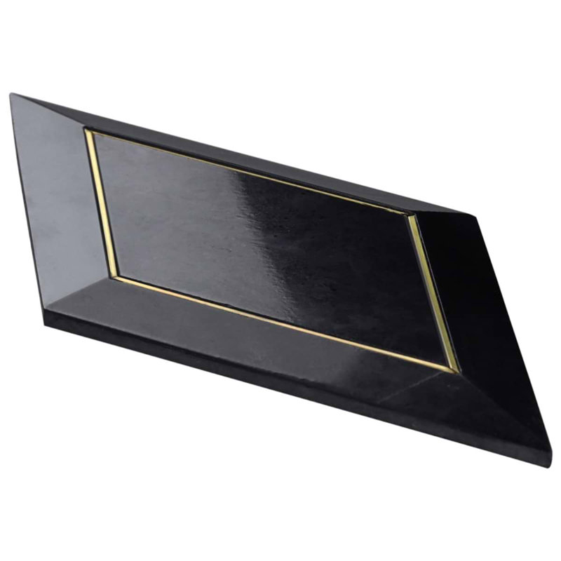 Basque 6x12 Beveled Polished Marble Tile, Black/Brass