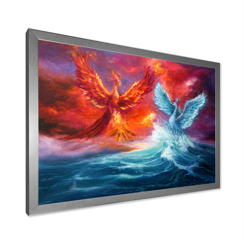 " Water and Fire Fights " Color Photography Print, 8" H x 12" W x 1" D, Silver Picture Frame