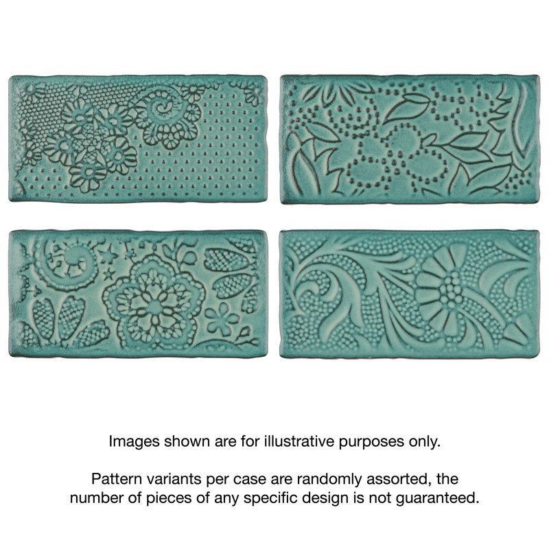 Antic Feelings 3" x 6" Ceramic Patterned Subway Tile, Feelings Lava Verde