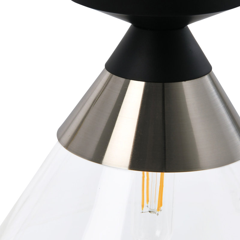 Plafonnier encastré en verre Cvetank, Noir mat / nickel brossé