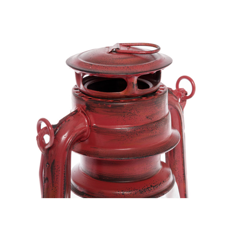 Flameless Candle with Iron Holder, Red, 19cm H x 10cm W x 12cm D