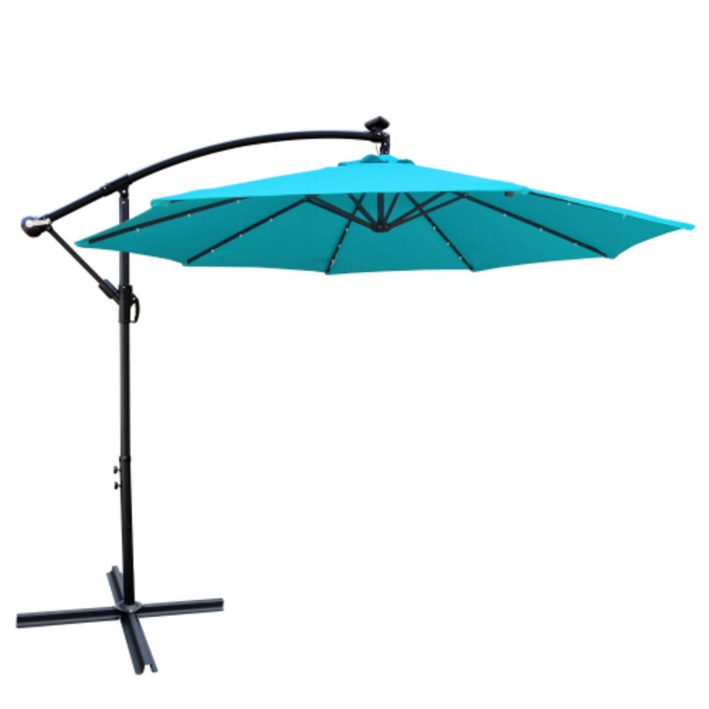 Parasol d'extérieur 10 pi avec lumière solaire à DEL 8 lumières, Vert
