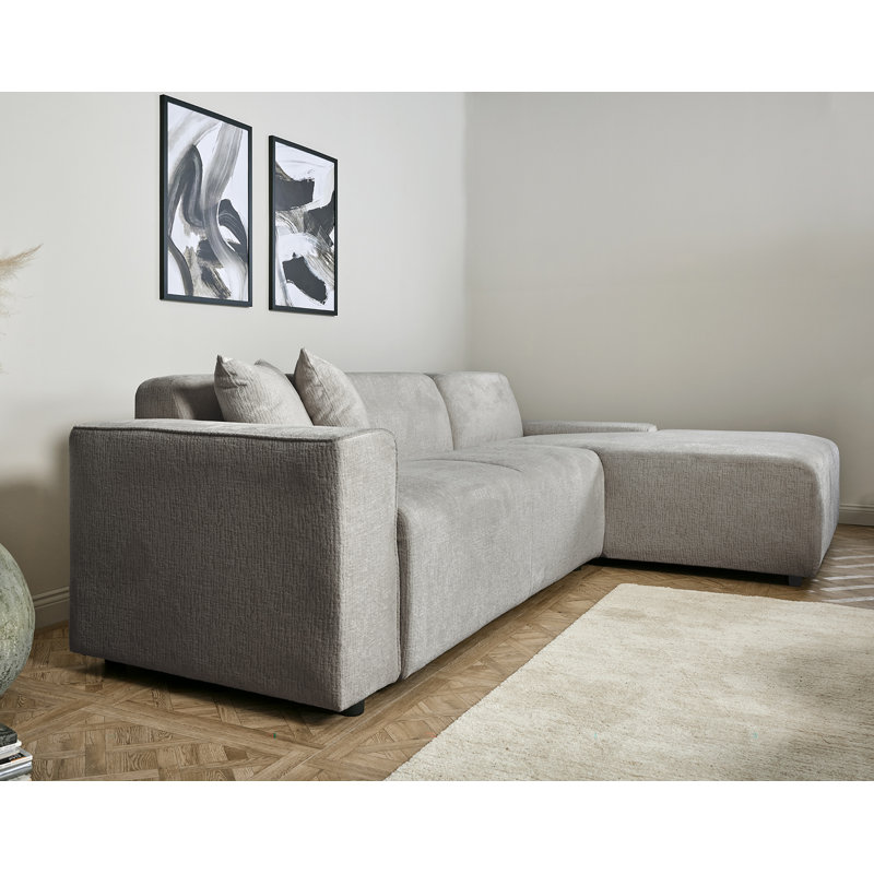 Charee Upholstered Corner Sectional, Right Hand Facing, Gray Boucle