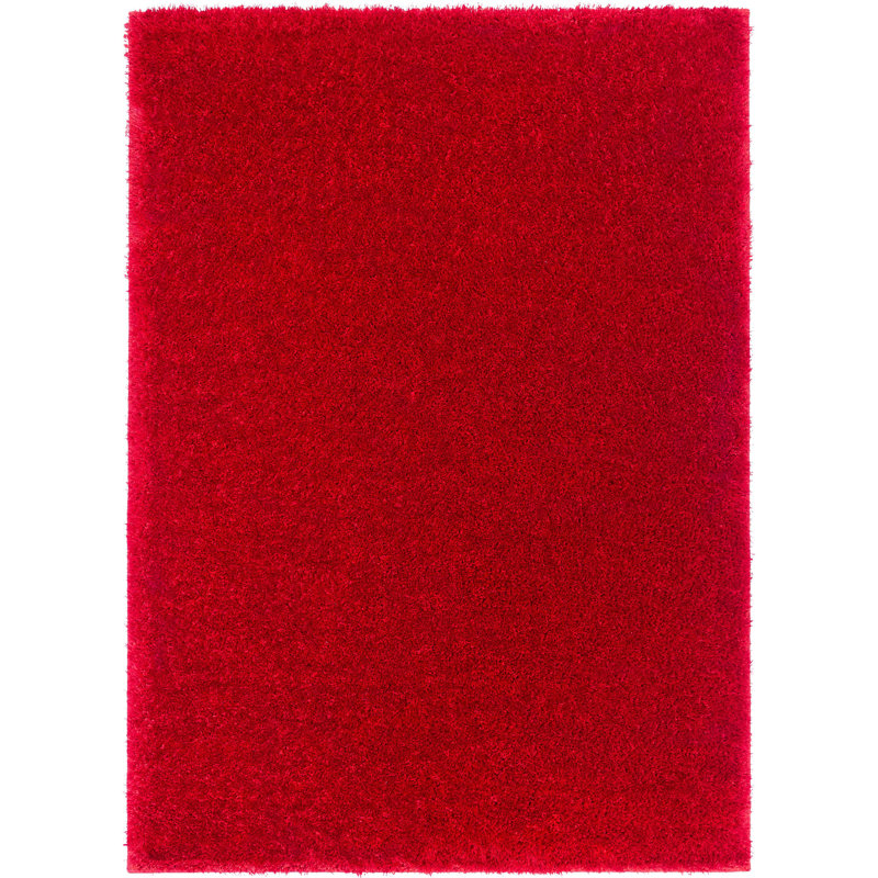 Tapis rouge à poils longs Feather, Rectangle 5 pi 3 po x 7 pi 3 po