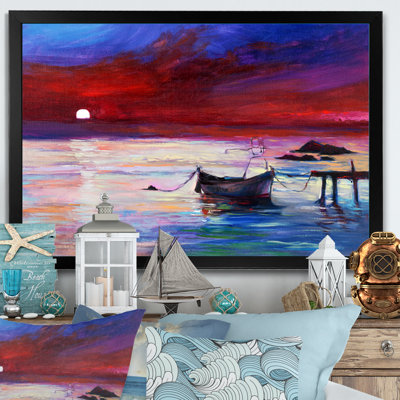 " Boat On Purple Sunset "