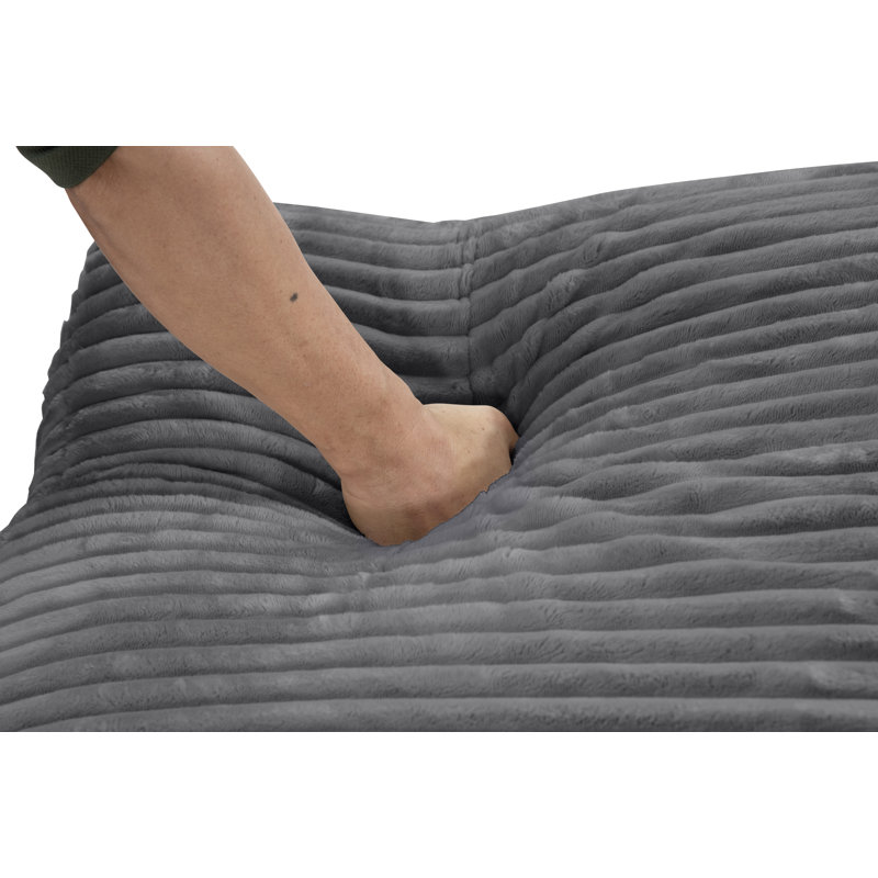 Canapé modulaire en velours côtelé à compression 182,4 po avec 2 repose-pieds 182,4 po, Gris