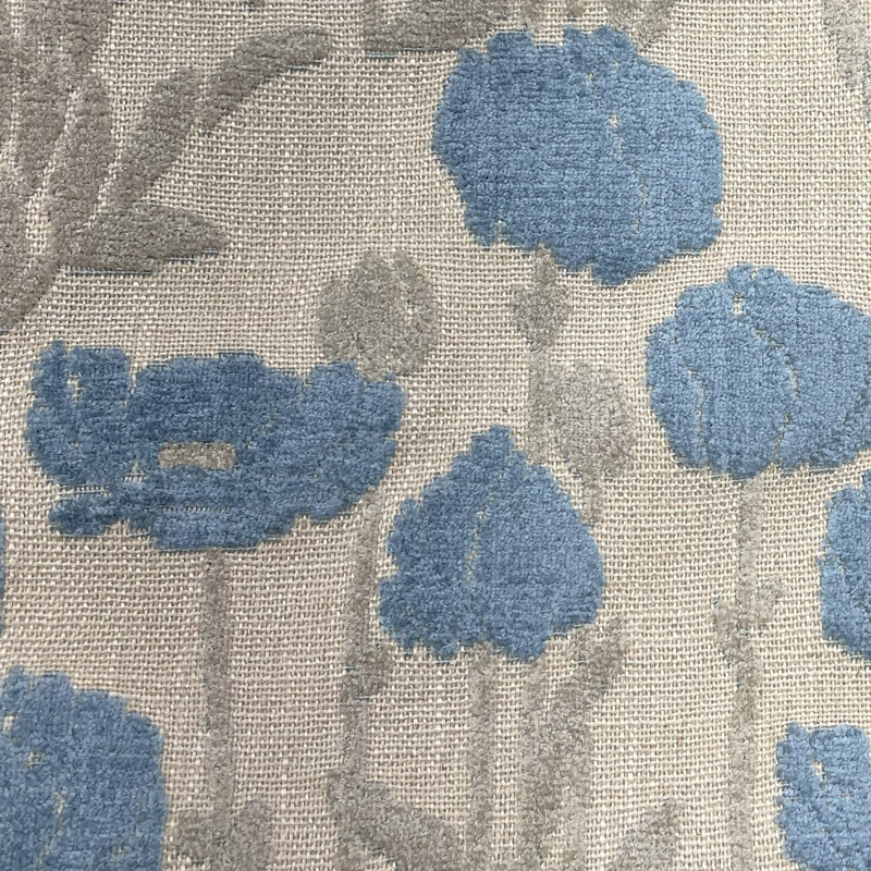 Coussin Plutus Enchanted Rose, H 12 po x l 20 po, Floral gris / bleu, Forme rectangulaire