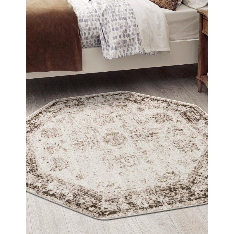 Tapis rond kaki Mangine Ikat, Octogone 6 pi 1 po x 6 pi 1 po