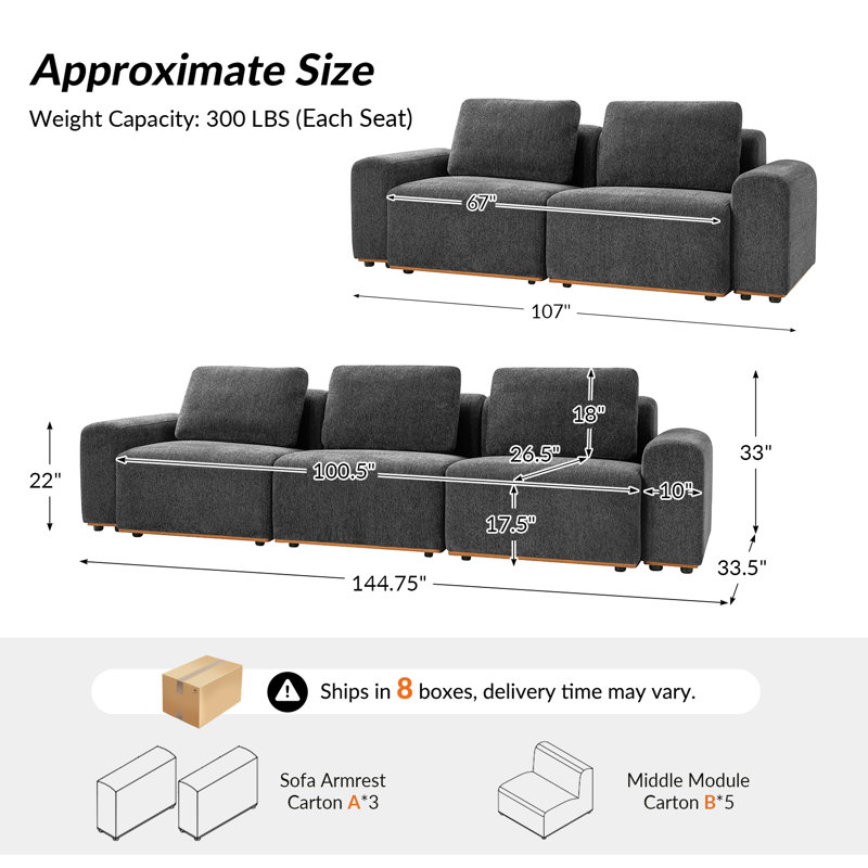 Eivind Sofia Sectional Sofa, Grey