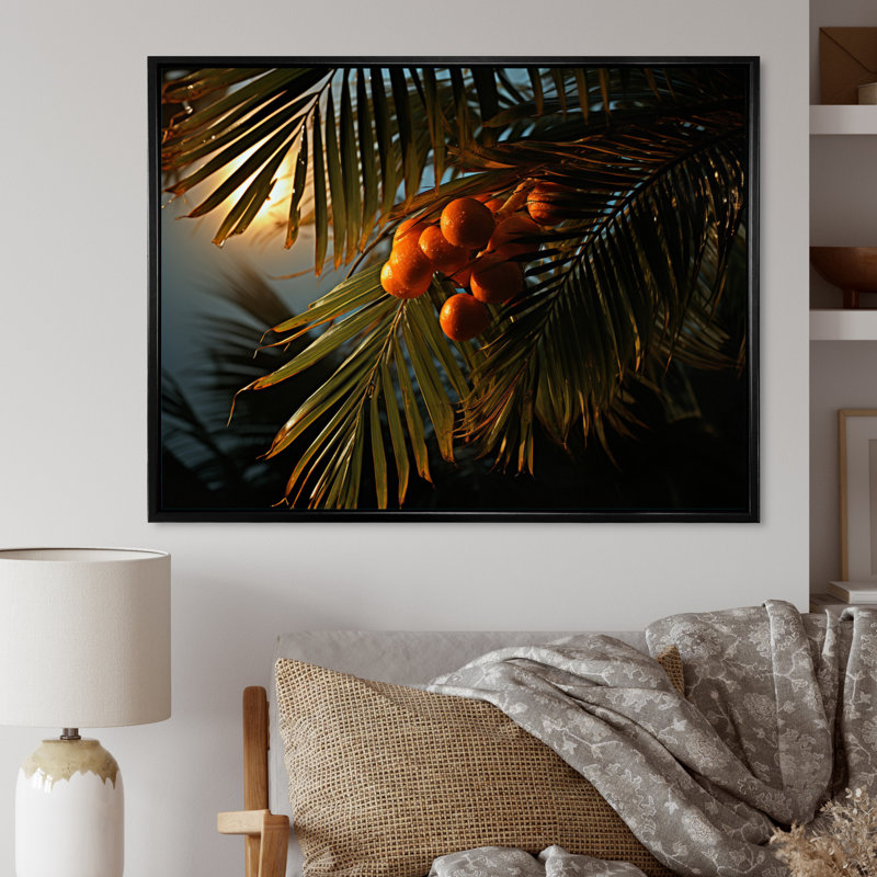 «Palm Trees Palm I», reproduction sur toile, H 16 po x l 32 po x P 1 po, Cadre flottant noir