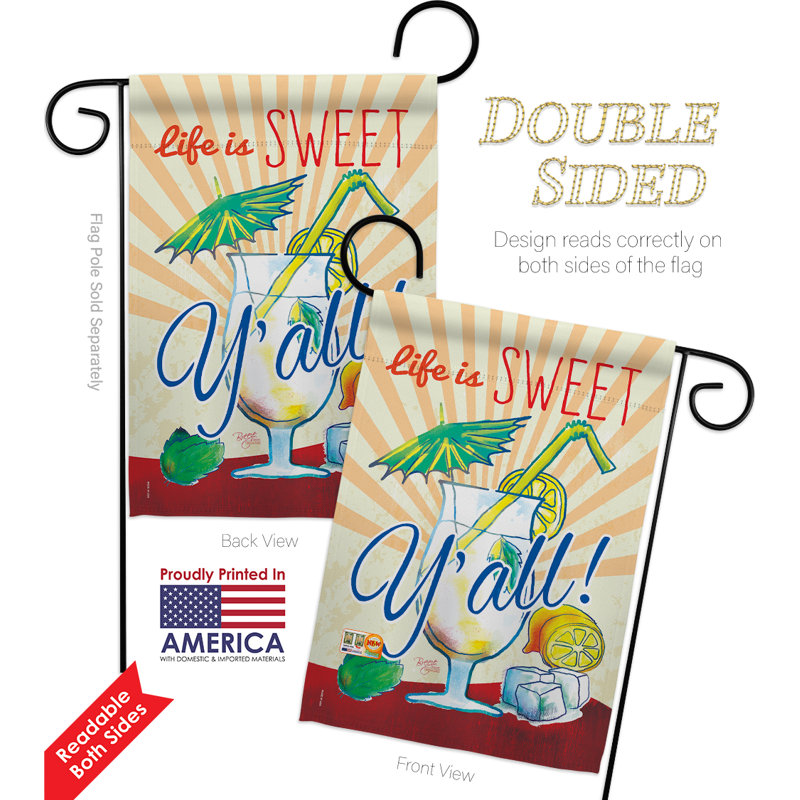 Drapeau de jardin 2 côtés en polyester 19 po x 13 po, 2 pièces y’all et boissons happy hours et boissons
