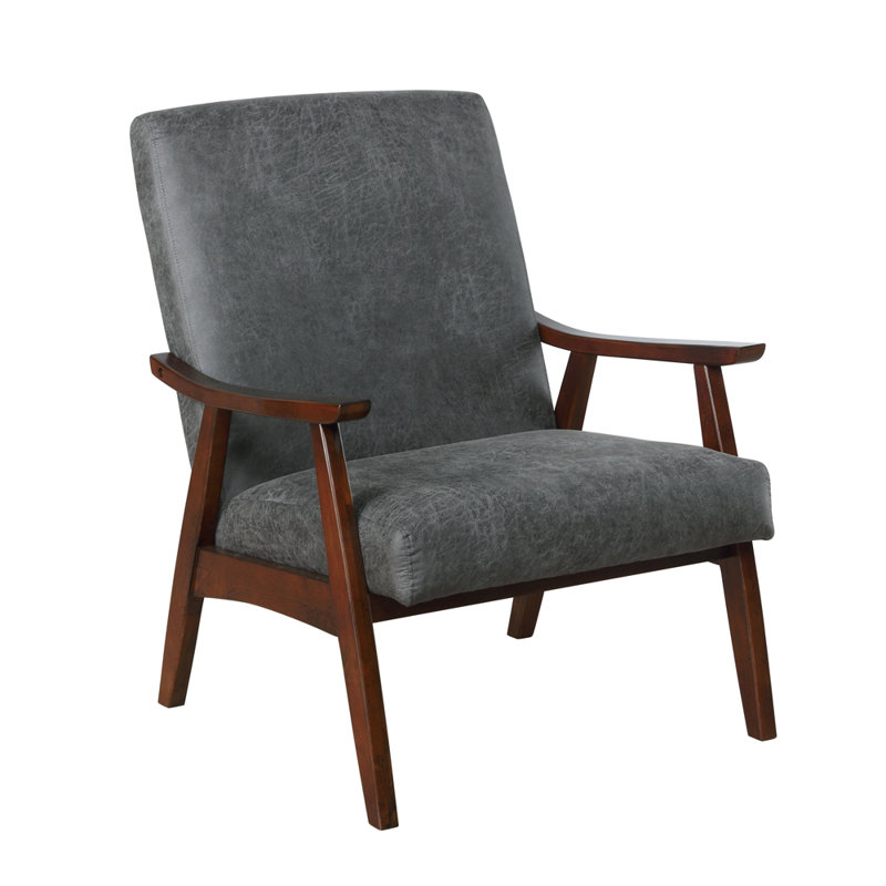 Fauteuil l 27,5 po Avtandil, Espresso, Similicuir gris foncé