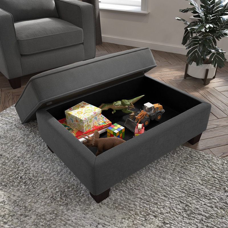 Alitza Upholstered Ottoman, Charcoal Gray