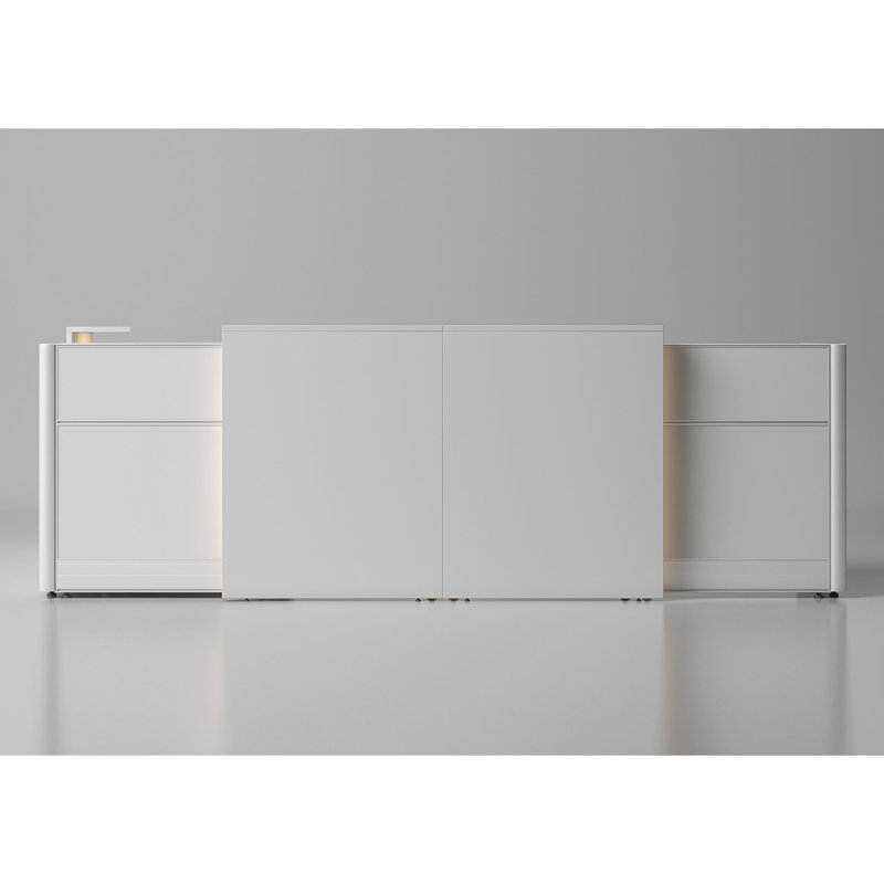 Nathanyl 2 Person L-Shaped Synthetic Laminate Reception Desk with Power Outlet