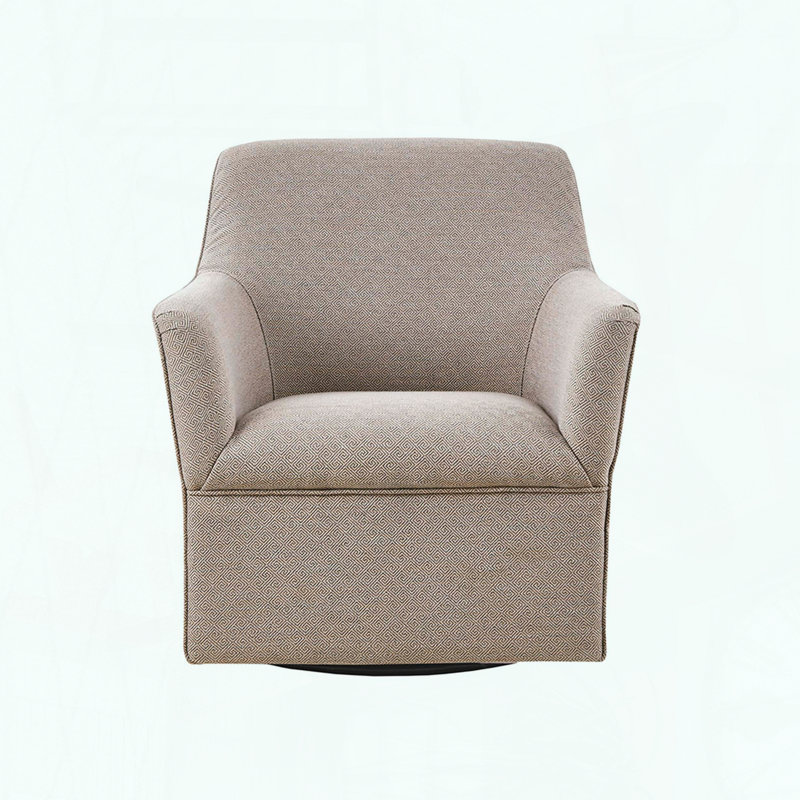 Fauteuil oscillant pivotant avec accoudoirs évasés et coussin serré