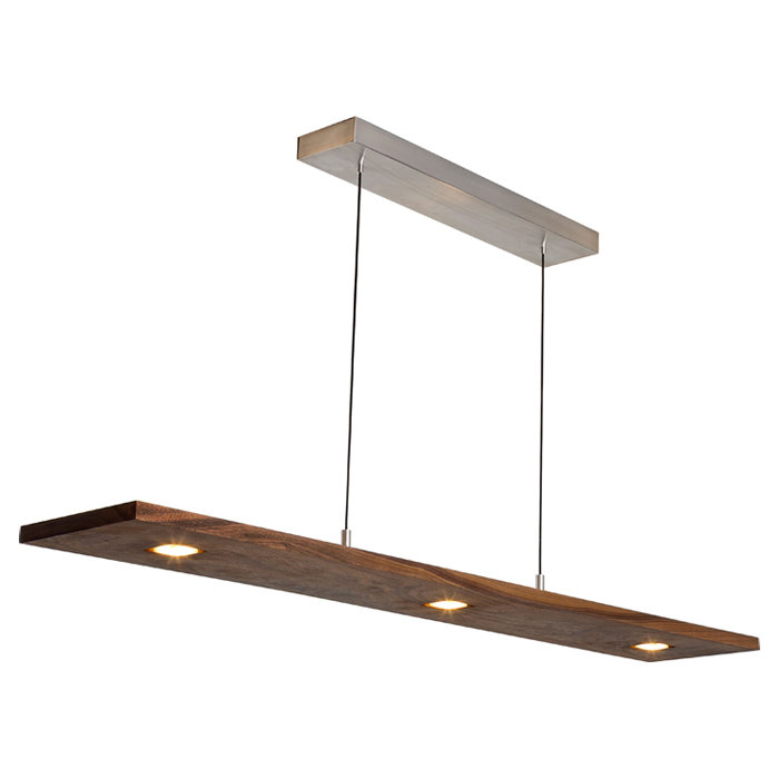 Vix Dimmable LED Pendant, 2700K, Dark Stained Walnut, 0.75" H x 48" W x 8" D