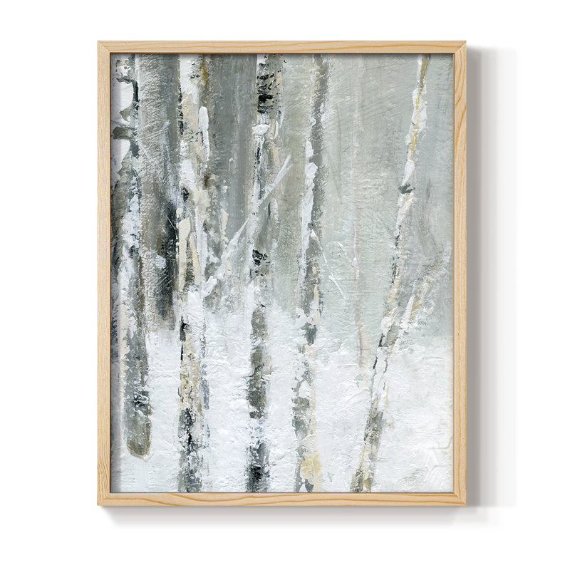 Impression encadrée «Snowy Birch III» - bois massif, H 30 po x l 24 po, Naturel