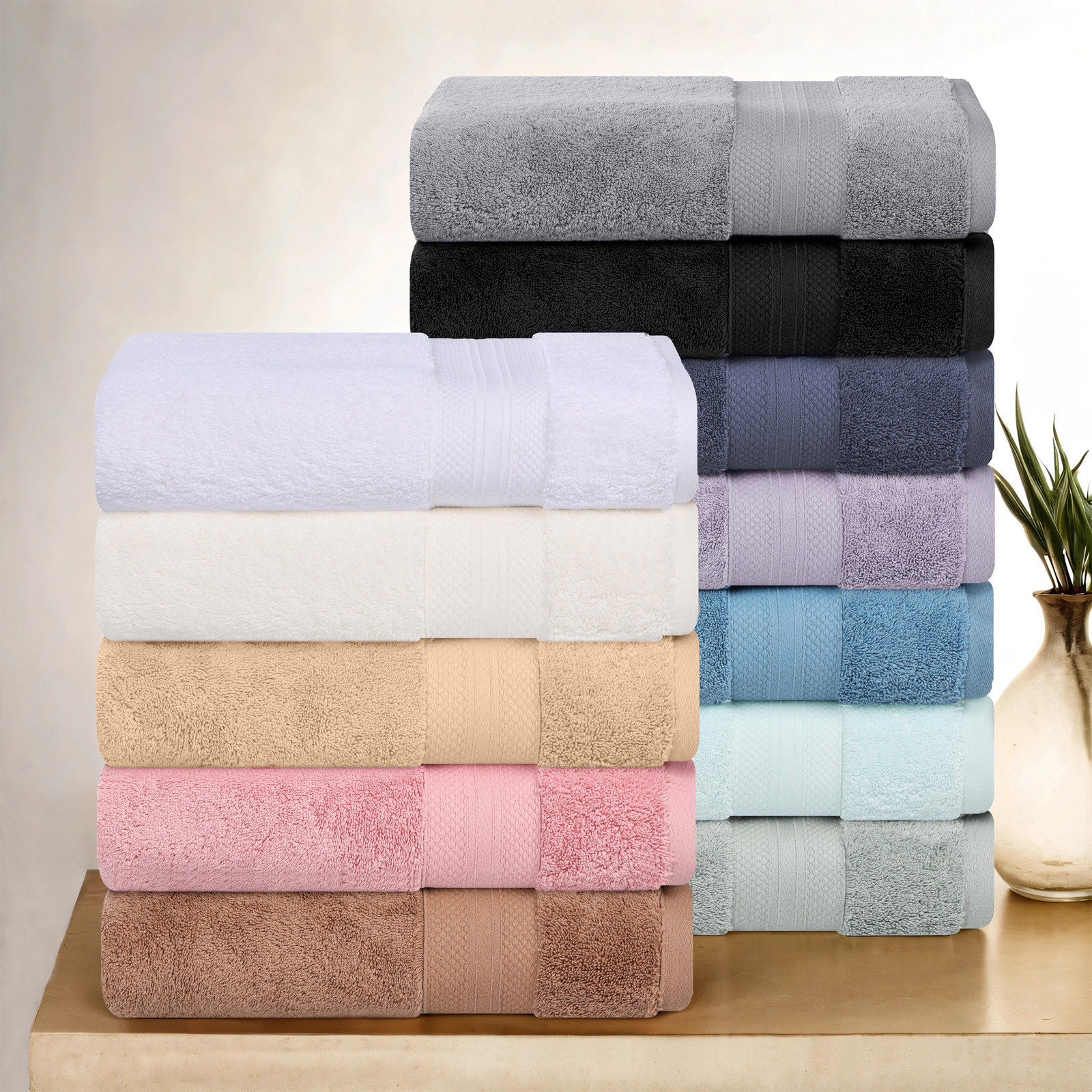 Finnian Ultra-Plush Heavyweight, 100% Turkish Towel Collection, White, 6 Piece Towel Set