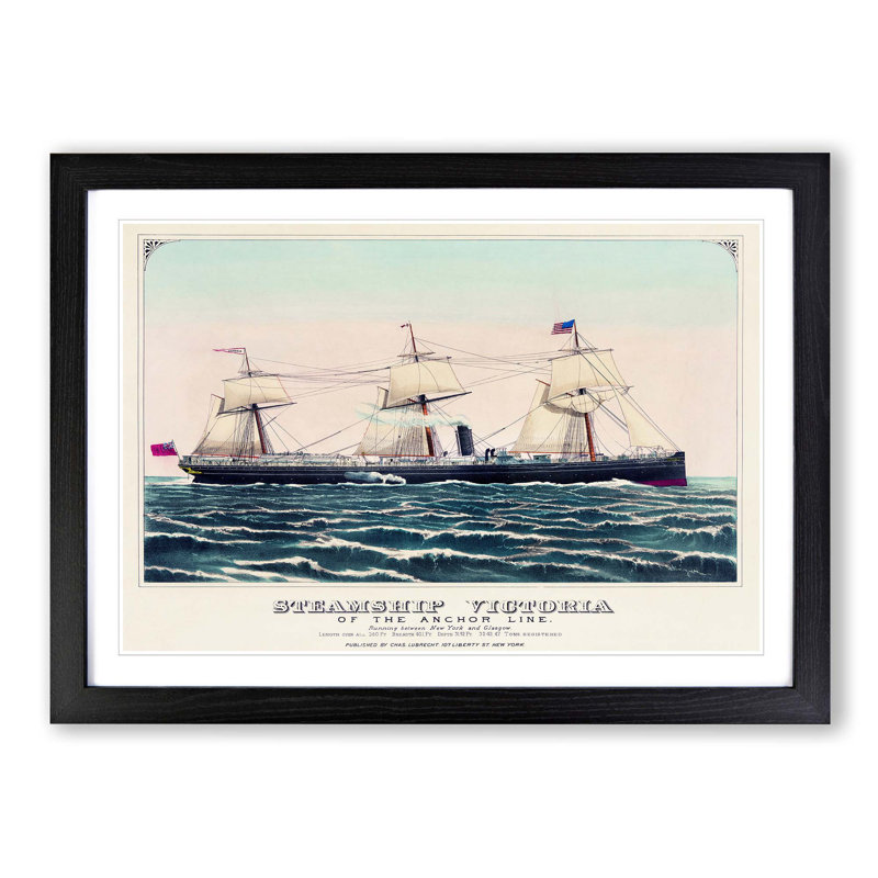 Steamship Victoria of the Anchor Line - Picture Frame Art Print, Black Framed, 36cm H x 48cm W x 2cm D