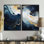 Or et bleu, peinture abstraite sur marbre IV - art mural moderne doré