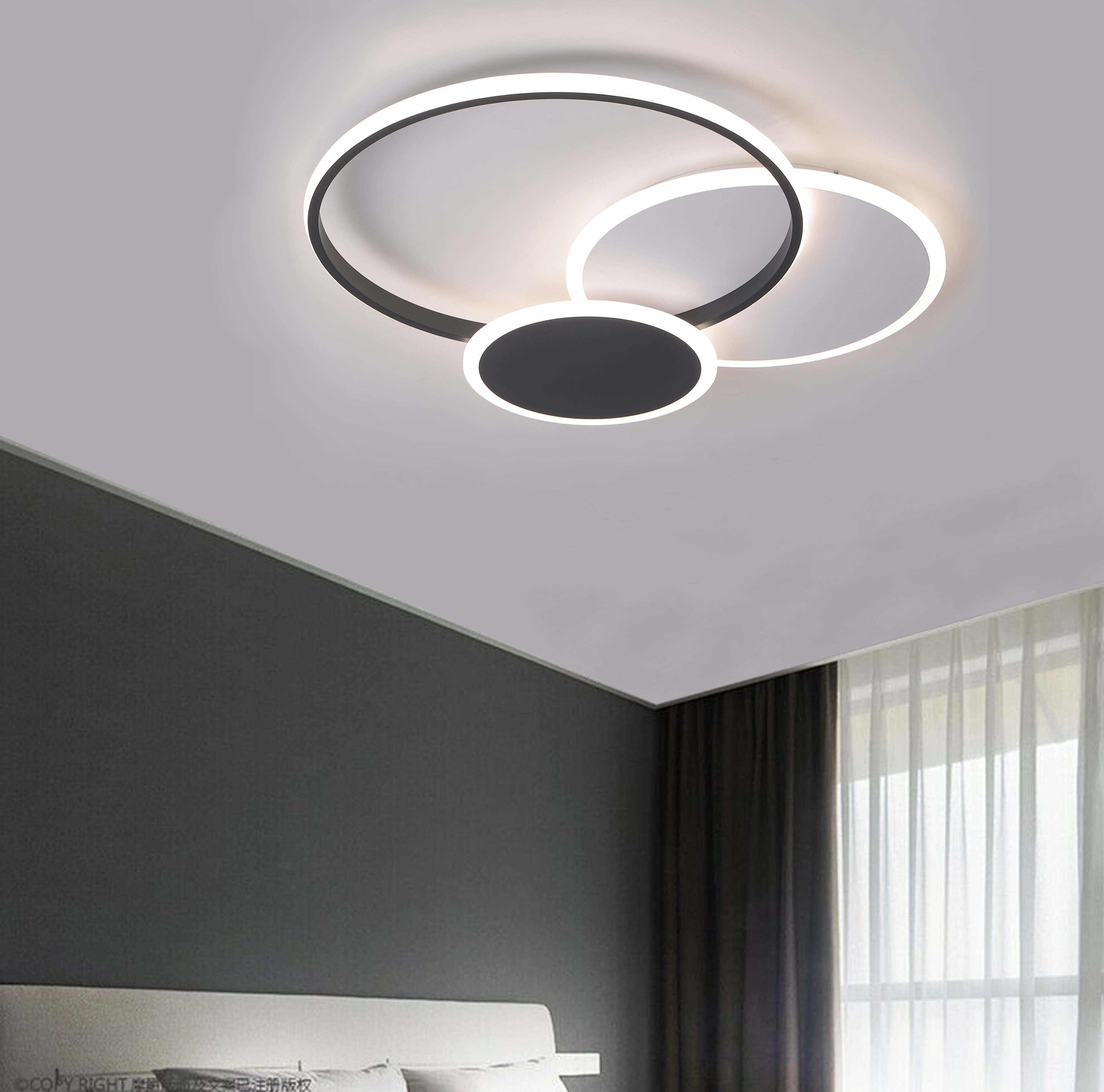 Buy Winretro 3 Ring Modern LED Crystal Chandelier Light Fixtures Round Pendant  Lighting Stainless Steel Chrome Ceiling Lamp Hanging Lights for Living Room  Dining Room Bedroom Kitchen Closet (Cold White) Online at