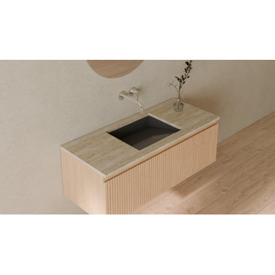 Badeloft 19.7" x 16.5" Stone Resin Undermount Ramp Bathroom Sink UB-04-M-GBLK in Glossy Black