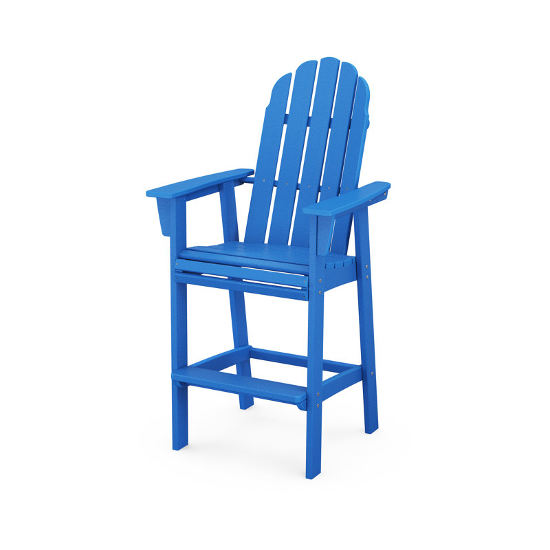 POLYWOOD Vineyard Curveback Adirondack Bar Chair, 29.38", Pacific Blue