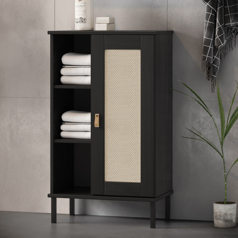 Helston Solid Wood 1 - Door Accent Chest, Black